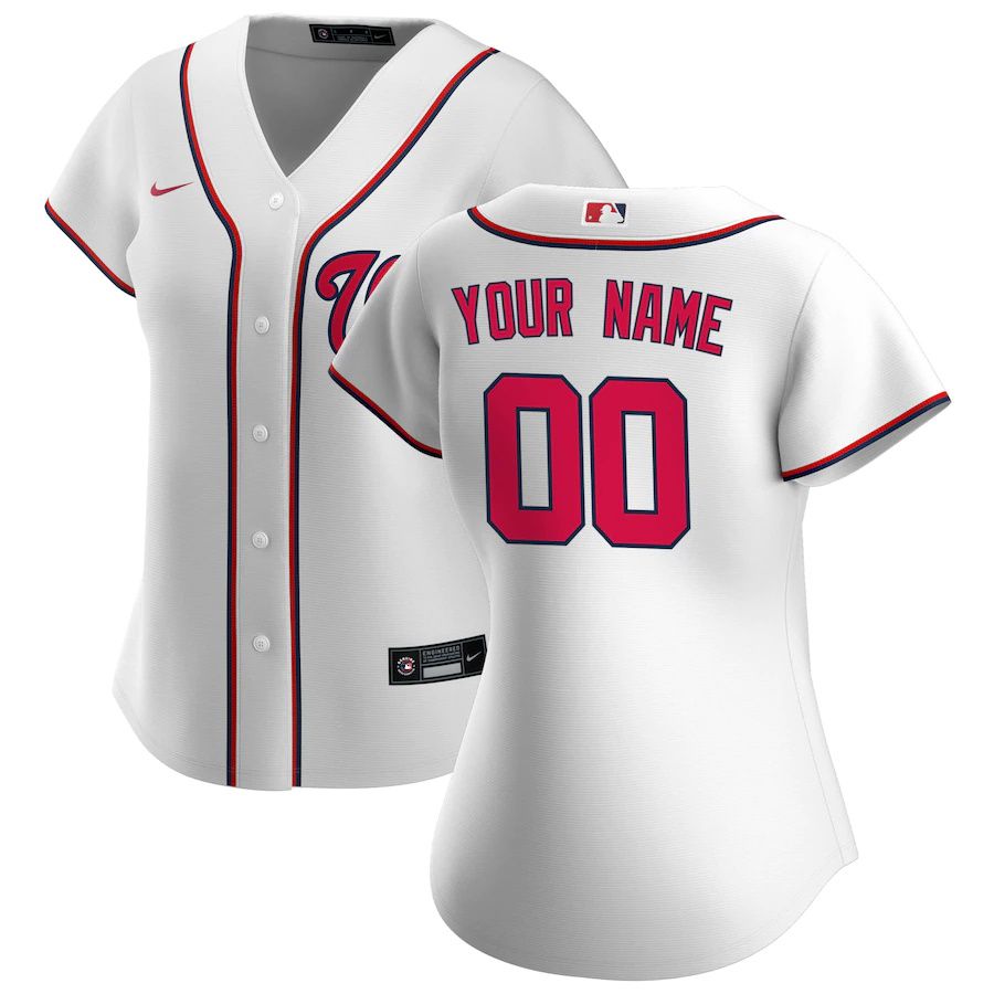 Womens Washington Nationals Nike White Home Replica Custom MLB Jerseys